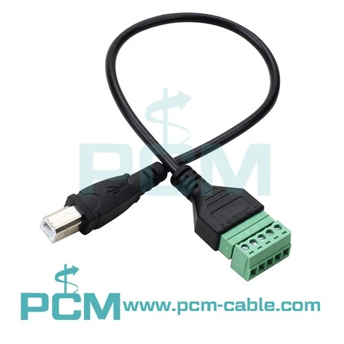 USB 2.0 Cineál-B Fireann Go 90 Céim Cábla Teirminéil Scriú 5 - Bioráin