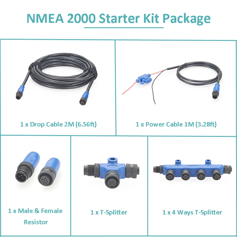 NMEA 2000 Starter Kit to Process NEMA 2K Network for Lowrance Simrad GarminMarine Grade NMEA 2000 Backbone Cables Drop Cables Tees Terminators NMEA 2000 Starter Kit to Process NEMA 2K Network for Lowrance Simrad GarminMarine Grade NMEA 2000 Backbone Cables Drop Cables Tees Terminators