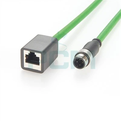 M12 Go RJ45 PROFINET Corda Paiste D Cód M12 Breiseán Chuig RJ45 Baineann
